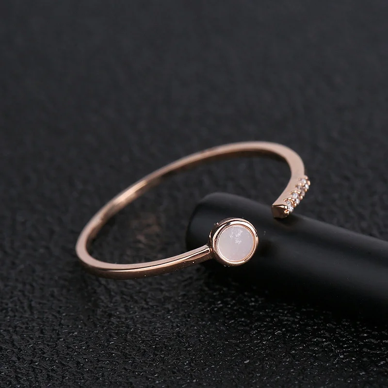 MIGGA тонкое кольцо из натуральной скорлупы для женщин, розовое золото, кубическое циркониевое кольцо украшение