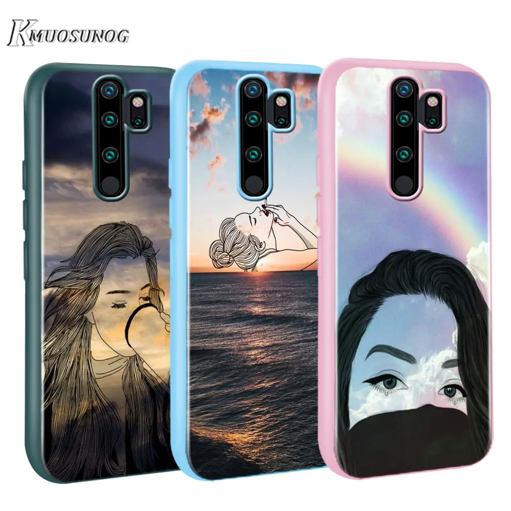 

for Xiaomi Redmi Note 8T 8 7 6 Pro Baseus Candy Color Cover Fashion Abstract art girl for Redmi Note 5 Pro 5A 4 4X Case