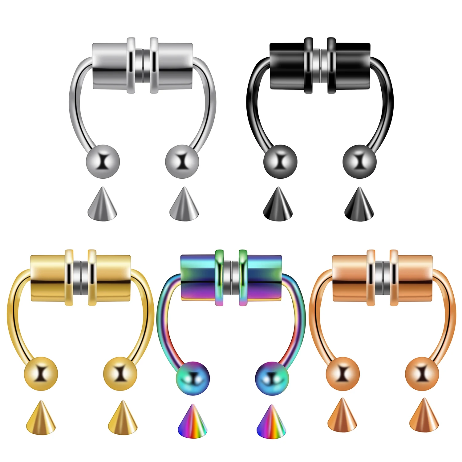 1PC Fashion Fake Nose Rings Punk Hip hop 316L Stainless Steel