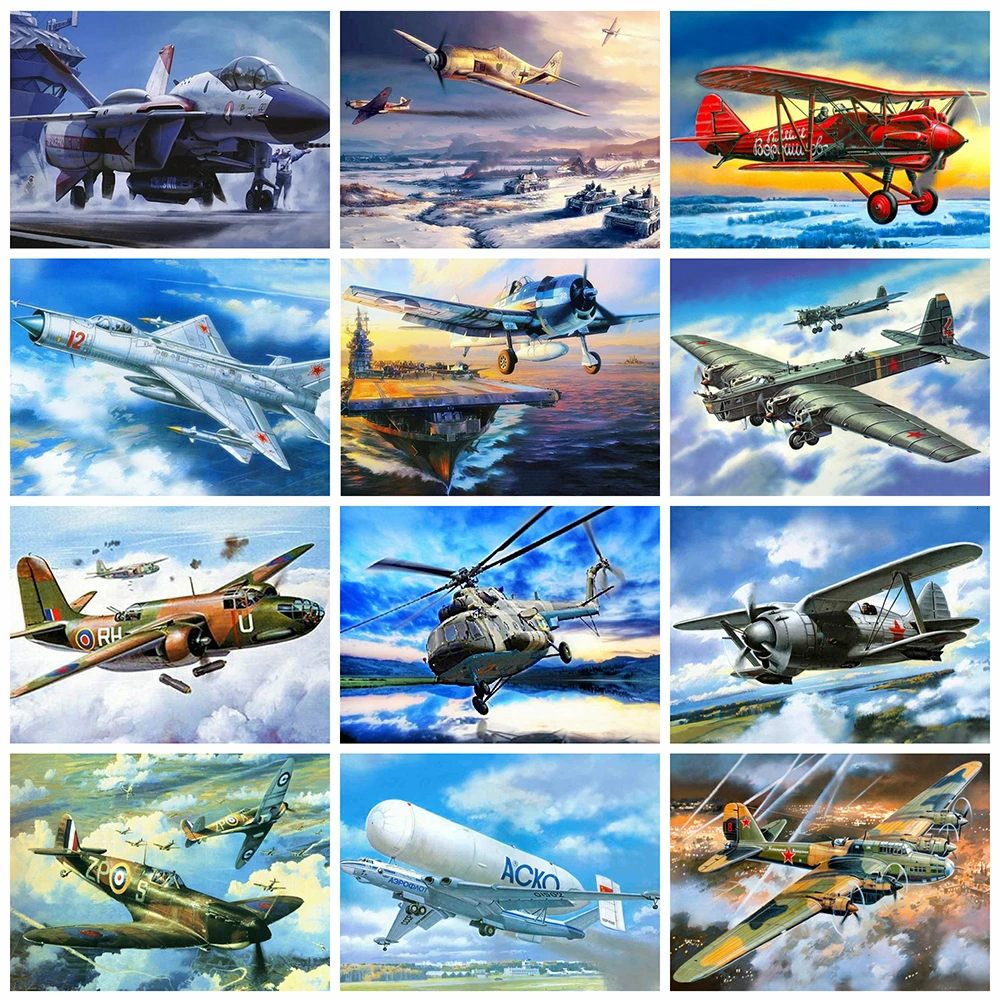 

Evershine Diamond Painting Aircraft 5D DIY Scenery Diamond Embroidery Cross Stitch Kit Full Square Mosaic Crafts Home Decoration