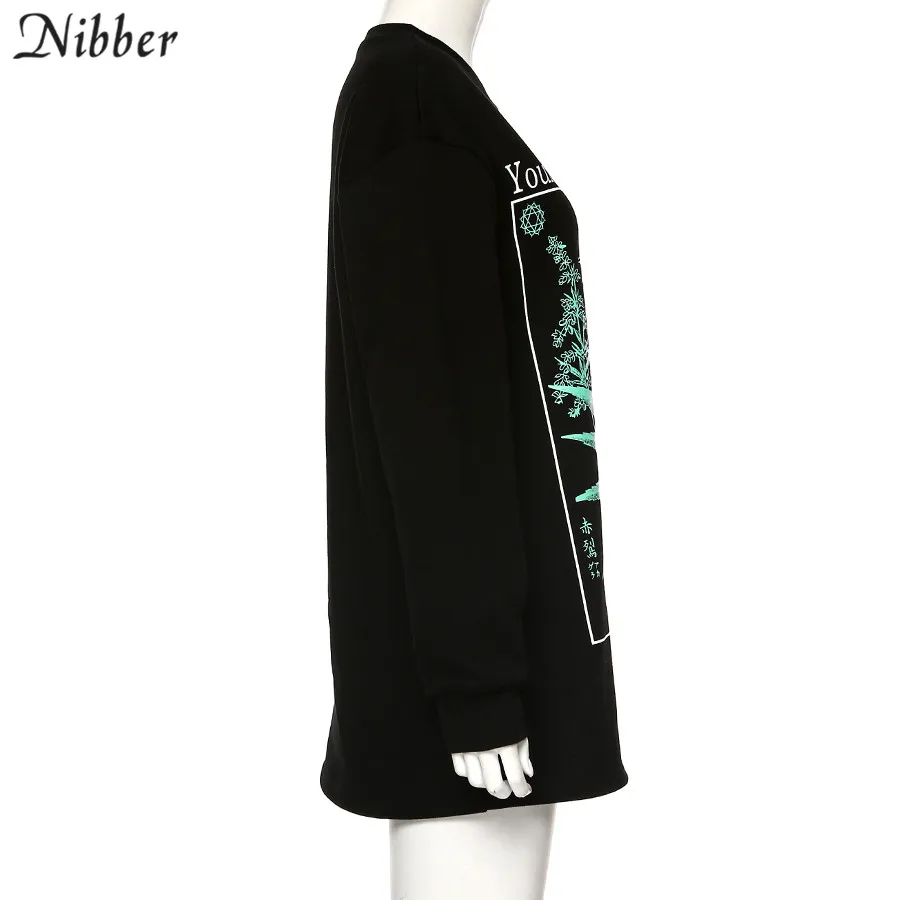 Nibber/осенний хлопковый топ в стиле Харадзюку, Женская Длинная толстовка с капюшоном, свободная, тонкая, мягкая, простая, с принтом, длинный рукав, спортивная одежда, mujer, базовый пуловер