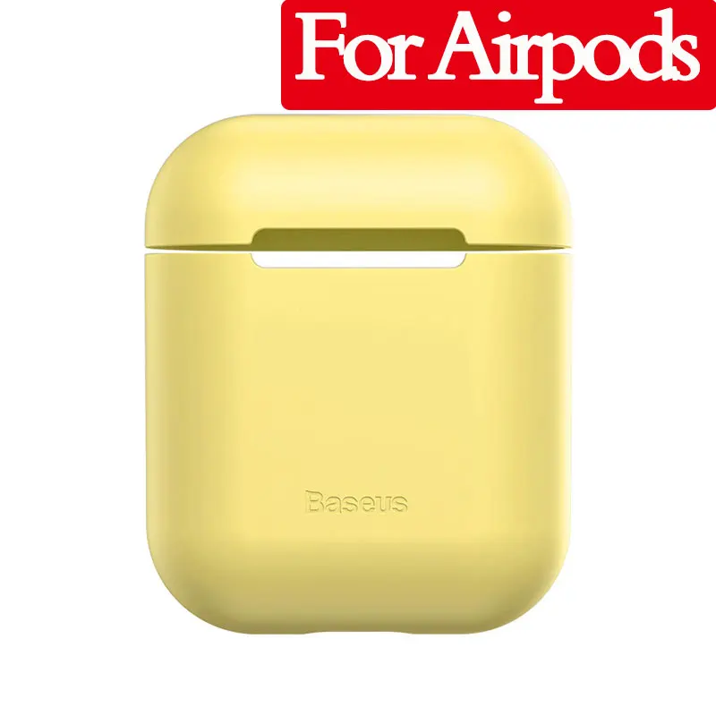 Чехол для наушников Baseus для AirPods, Цветной силиконовый чехол для AirPods Pro, чехол для беспроводных наушников с Bluetooth для Airpods 2/1 - Цвет: Yellow For Airpod2 1