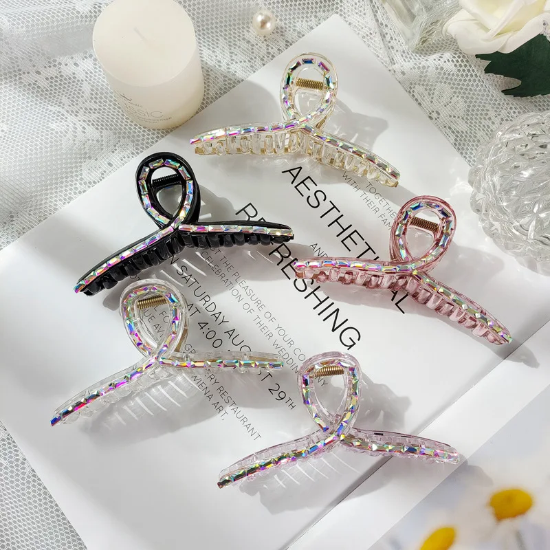 

2021 New Fashion Exquisite beautiful crystal butterfly catch hairclip Barrettes for Women Elastic Girl Hair Accessories Headwear
