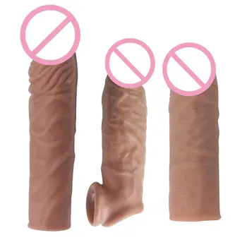 3 Kinds Realistic Male Penis Sleeve Extender Reusable Dildos Condom Delay Ejaculation Dick Enlargement Sex Toys For Man Sex Shop 2