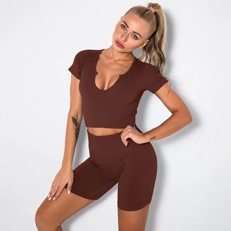 2/4/6PCS Seamless Women Yoga Set Workout Sportswear Fitness Bra Sport Pants Gym Clothing High Waist Leggings Shorts Sports Suits