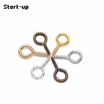 

200pcs Mini Eyes Pins Hooks Eyelets Threaded Screw Jewelry Findings for DIY Making Rose Gold Silver Hooks Clasps Accessories
