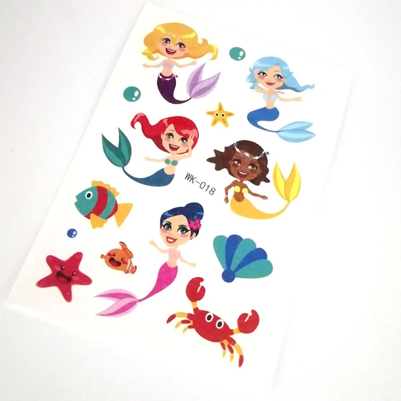 10Pcs/lot Cute Stickers Children Small Tattoo Decal Mermaid Princess Water Transfer Tattoo Sticker