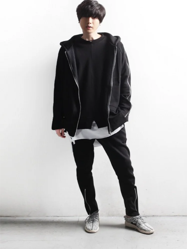 Men's Conical Pants Harun Pants Spring And Autumn New Personality Zipper Design Slim Tailoring Large Size Small Foot Pants