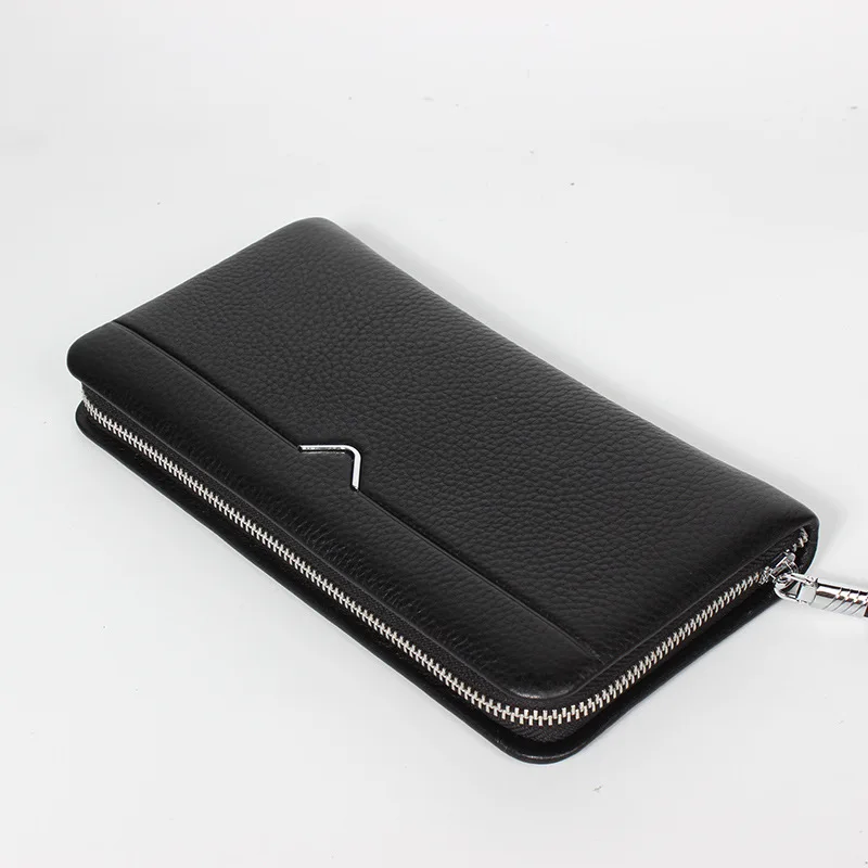 

Men Simple Clutch First Layer Calf Leather Business Casual Genuine Leather Long Handbag Large Capacity Handbag Western Style