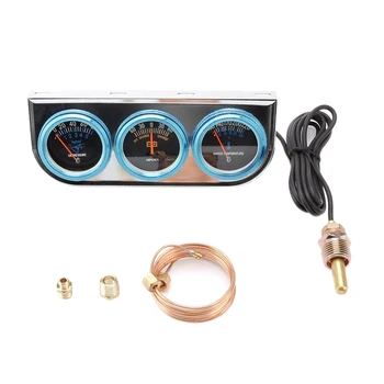 

2 Inch Oil Pressure Amp Voltage Meter Water Temp Triple Gauge Mechanical Chrome Bezel