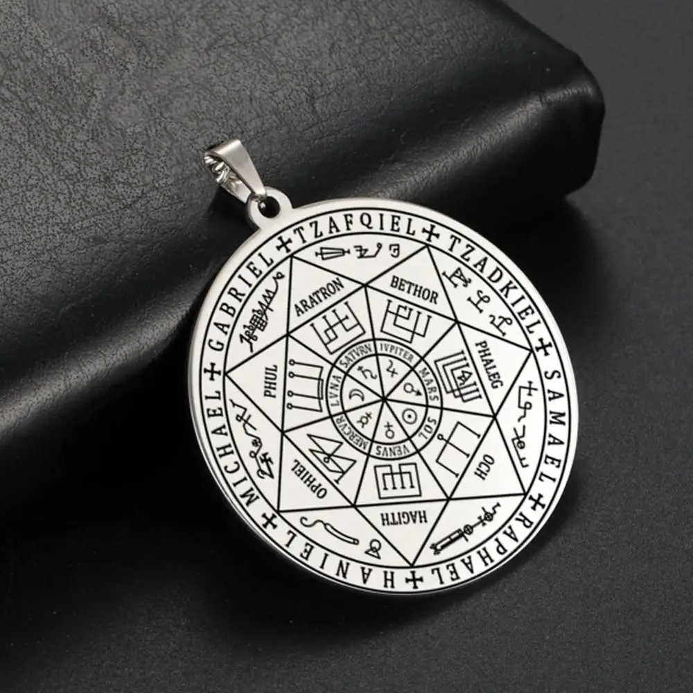 Dawapara 7 Archangels Sigil Charm DIY Accessories Pendant for Necklace Archangels Sigil Pendants Magic Amulet Protection