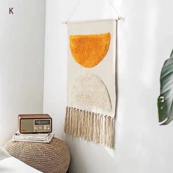Macrame Wall Hanging Tapestry Cotton Linen Tassel Tapestry Geometric Print Muslim Wall Hanging Macrame Home Decor Tapestries butterfly print home decor wall hanging tapestry