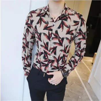 

Mens Hawaiian Shirt 4xk 5xl Leisure Men Shirt Long Sleeve Party Club Shirt Camisa Floral Masculina Chemise Homme Manche Longue