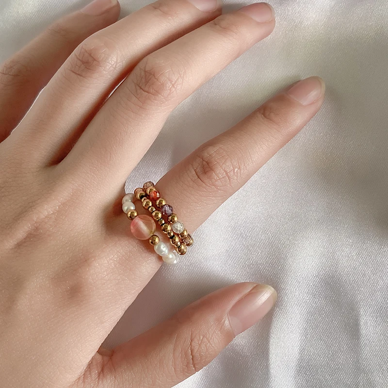 Женское кольцо с натуральным камнем из нержавеющей стали | Украшения и