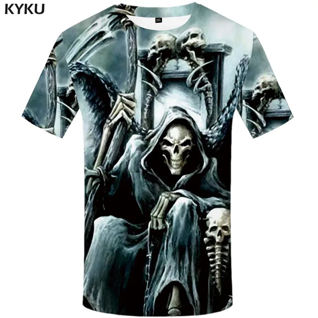 3d Tshirt Grim Reaper T-shirt Men Skull Tshirt Printed Metal Tshirts Casual Punk Funny T shirts War Anime Clothes Short Sleeve