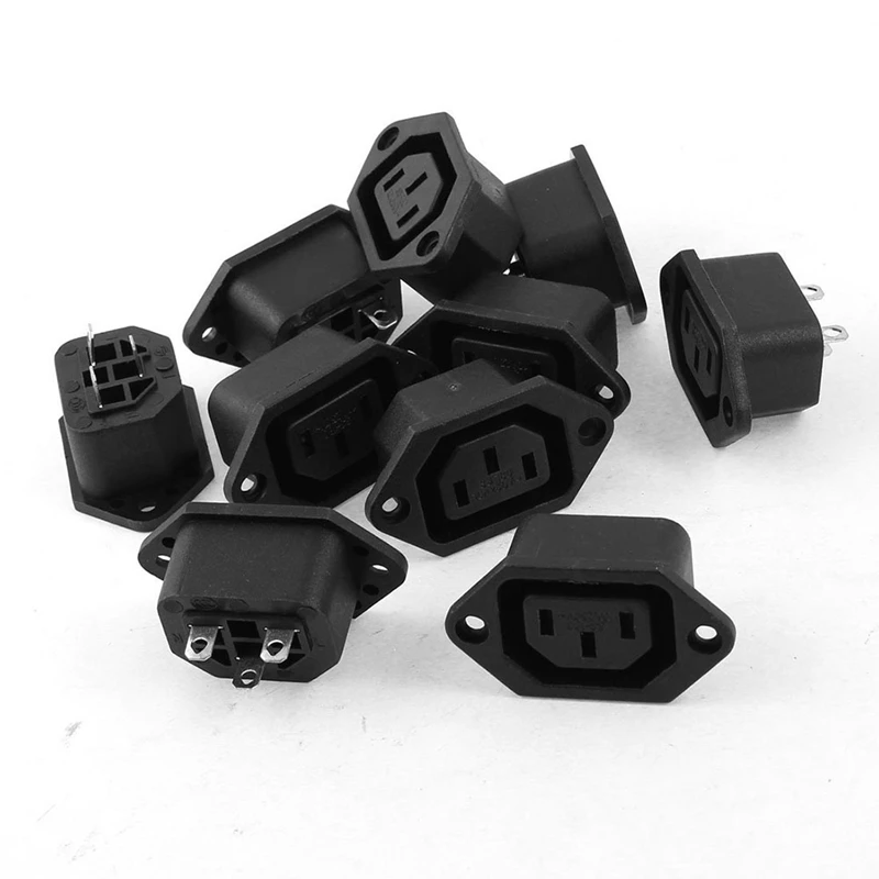 

10 Pcs IEC 320 C13 Screw Type Power Socket Connector AC 250V 10A