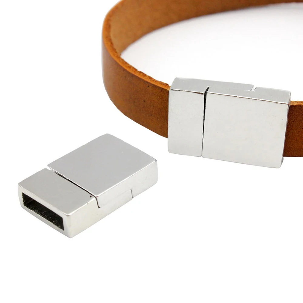 

10x3mm Hole Flat Face Magnetic Clasps Closure Bracelet Making End for 10mm Leather Silver