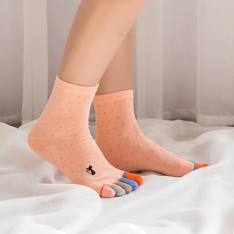 Качественные носки с отдельными пятью пальцами ног женские хлопковые осенне-зимние термальные носки женские дышащие дезодорирующие короткие носки женские WK05551