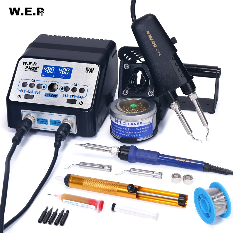 WEP 938BD+ Upgraded Version Tweezers 60W Soldering Iron Soldering