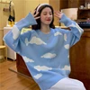 Korean Cartoon Cloud Women Sweater Chic Causal Oversized Knitted Pullover Tops 2022 Autumn New Pull Jumpers 6B805 ► Photo 3/6