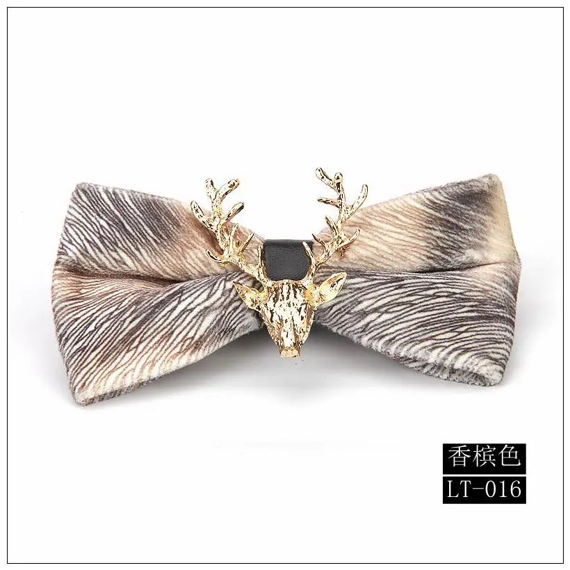 Высокая мода, мужские золотые бархатные галстуки-бабочки, Рождественская металлическая голова лося, Свадебные Роскошные галстуки-бабочки, трендовые ювелирные изделия, подарки для мужчин - Цвет: LT-016