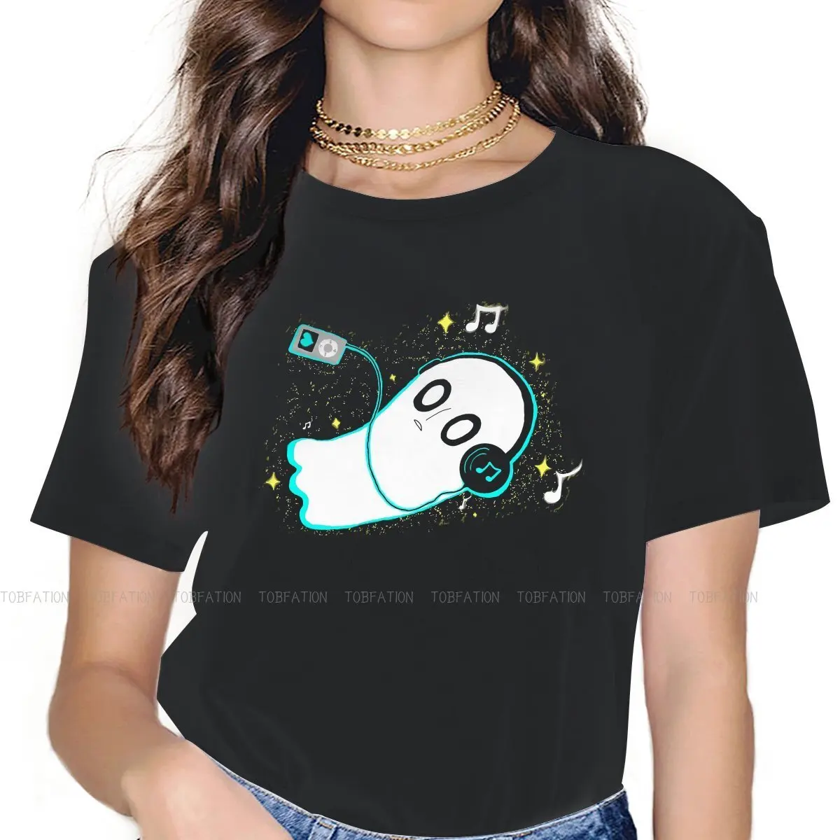 Футболка Napstablook с круглым вырезом и надписью Undertale Frisk Toriel Sans Papyrus Оригинальная