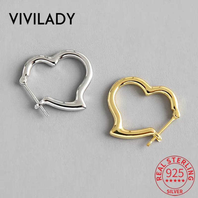 VIVILADY, милые серьги в форме сердца, 925 пробы, серебряные, женские серьги-кольца, романтичный пирсинг, нежный женский подарок на день Святого Валентина