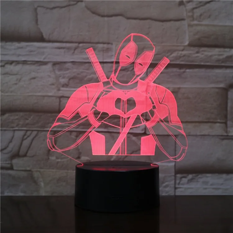 

America Movie Deadpool 3D Lamp Multi-color with Remote Personalized Gift for Kids Bedside Decorative Led Night Light Lamp Laser