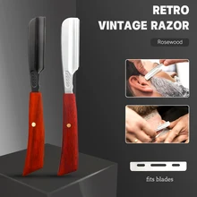 Professional Manual Shaver Straight Edge Redwood Handle Sharp Barber Razor Haircut Tools Beard Trim Shaving Razor Beard Cutter