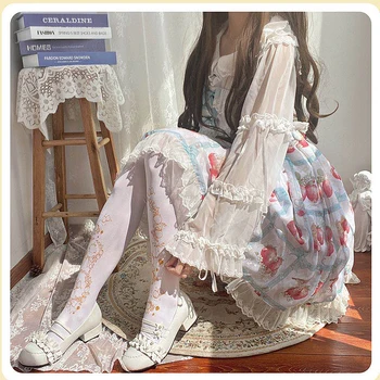 

Original Japanese Lolita Strawberry Rabbit Pantyhose Gilt Bottomed Silk Stockings Long White Silk Stockings 120d