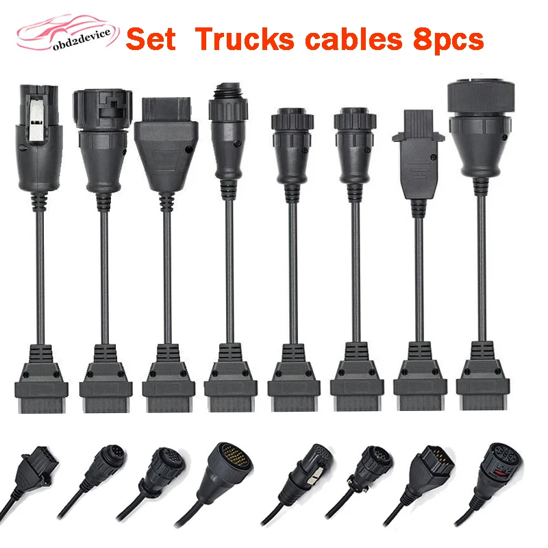 #*Cheap Full set 8 Car Truck Extension Cables OBD to OBD2 Car diagnostic Scanner Auto tool For Sca nia For cdp TCS Pro ForBMW Multidiag
