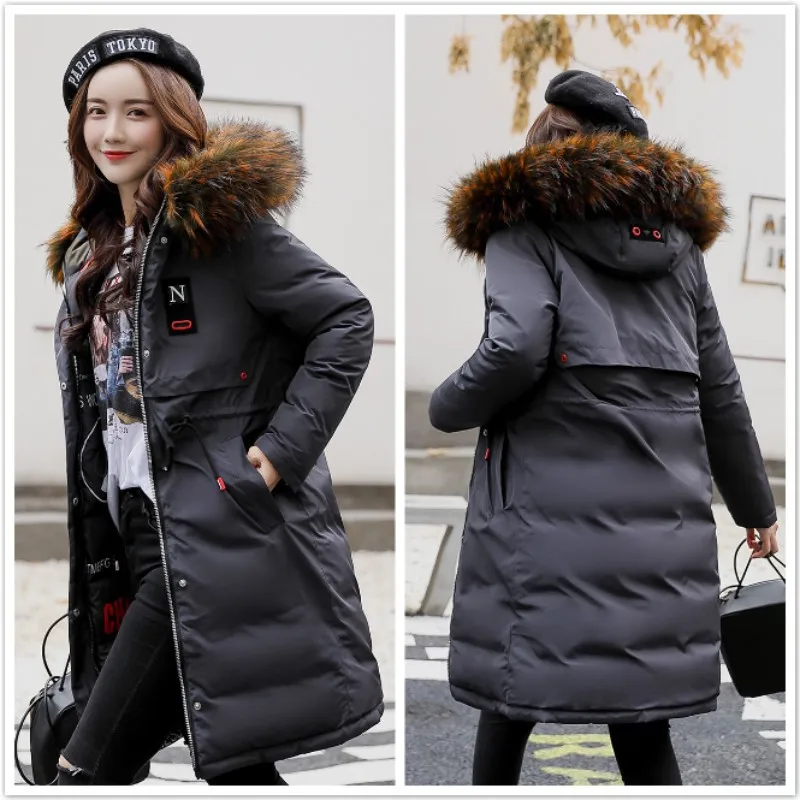 

2018 Europe And America Autumn And Winter GIRL'S Early High Students Sweet College Style Plus-sized down Feather Loose Cotton Co