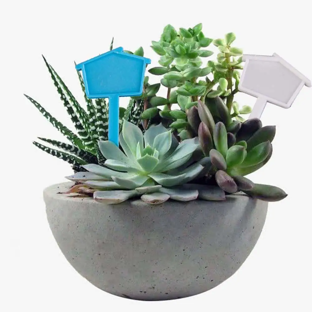 

20Pcs Small House Shape Plastic Plant Tags Flower Name Labels Bonsai Markers