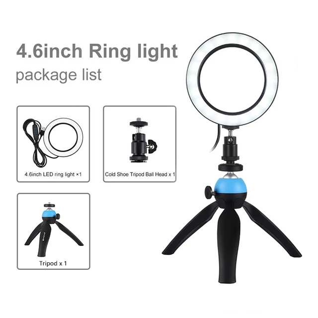 4," 6,2" 1" USB светодиодный кольцевой светильник с регулируемой яркостью для студийной фотосъемки и макияжа, заполняющий светильник для селфи с креплением на штатив, удлинительная трубка - Цвет: Белый