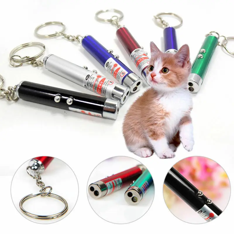 Key Ring Laser Pointer Red LED Power Point Flashlight Cat Dog Pet Toy for sale online 