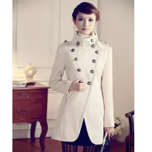 Британские женские роскошные, Висячие пальто Демисезонный Мода Чистый половина-длина вкладыш двухрядного сумки на плечо с пуговицами до модное шерстяное пальто