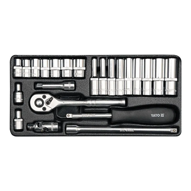 

Easy Inverto 1/4DR Chrome Vanadium Steel 23 Pieces Socket Spanner Set Mechanic Set Iron Box YT-14421