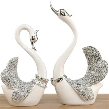 

A Couple of Swan Statue Home Decor Sculpture Modern Art Ornaments Wedding Gifts for Friends Lovers Home Decoration Accessorie