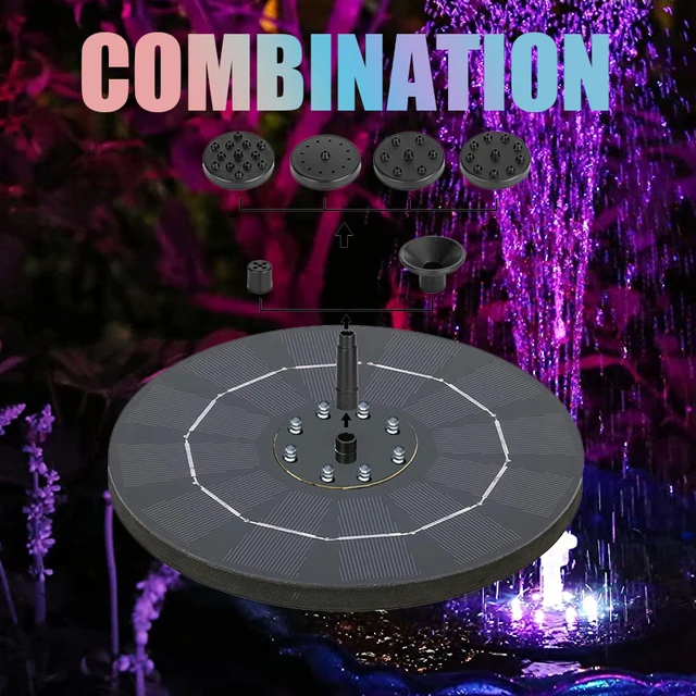 Led Napenergia -Szökőkút Medence Akkumulátor 1200Mah Vízesés Szökőkút Kerti Dekoráció Kültéri Madárfürdő Úszó Víz Udvar - Image 5