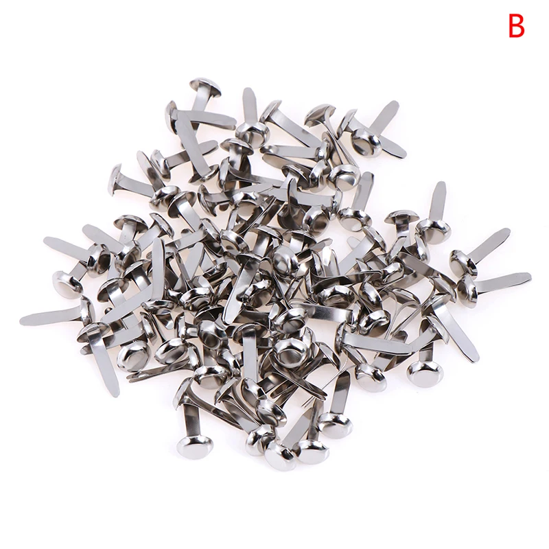 B 100PCS Мини Brads для скрапбукинга аксессуары украшения застежка ручной работы 50/100 шт DIY Железный Круглый Металл - Цвет: B 100PCS