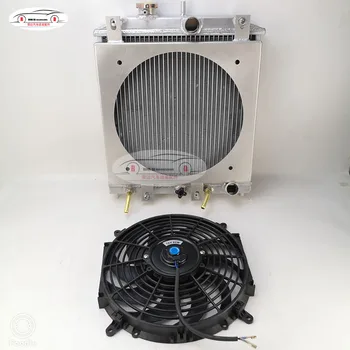 

2 ROW 28/32MM IN/OUT PIPE Aluminum Radiator 92-00 FOR Honda FOR Civic EK EG D15 D16 B16 B18 Radiator+Fan+The fan frame