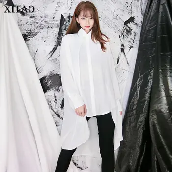

XITAO Thin Perspective Blouse Fashion New Plus Size Turn Down Collar Full Sleeve Elegant Small Fresh 2020 Spring Shirt XJ3333