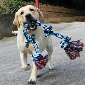 

Dog Rope Toys for Aggressive Chewers, Tough Twisted Rope Toy with 5 Knots,Interactive Duty Dog Toy for Medium Large Dogs