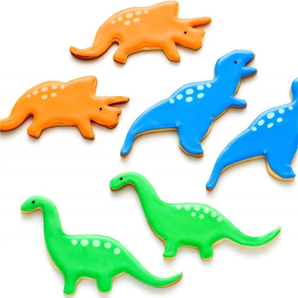 KENIAO Dinosaur Cookie Cutter-T-Rex, Triceratops, Stegosaurus, Brontosaurus, Pterodactyl Biscuit Bread Mold-Stainless Steel