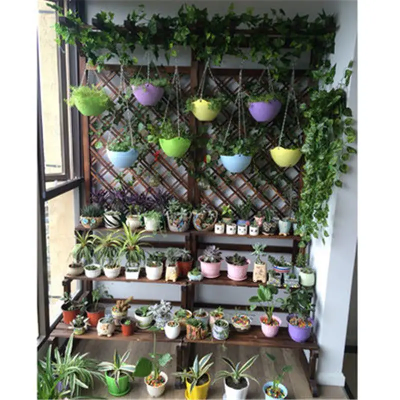 Wood Repisa Soporte Interior Flores Plantenstandaard Terraza Estante Para Plantas Outdoor Rack Balcony Flower Shelf Plant Stand