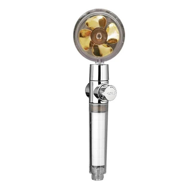 Propeller Shower Head High Pressure Set 360 Rotate With1 Free Water Filter Golden Fan Turbocharge Pure Rainfall Helix Eco Shower Gold