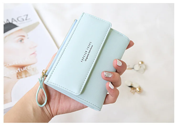

Ladies Purse Woman Fresh Fashion Forever Young Female Wallet Carteira Slim Small Wallet Women Short Coin Card Holder