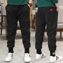 Цельная детская одежда корейско-Стиль, из вельвета, для мальчика сплошной Цвет трикотажные брюки Повседневное брюки для девочек; одежда для больших детей; в стиле «Вестерн»; Стиль брюки