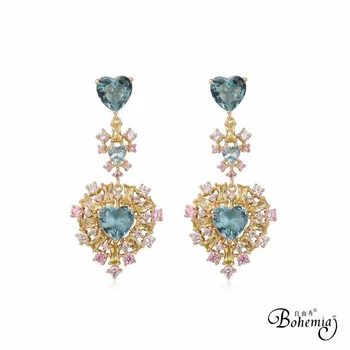 

Korean edition fashionable zircon studs elegant temperament heart-shaped sweet women's Earrings