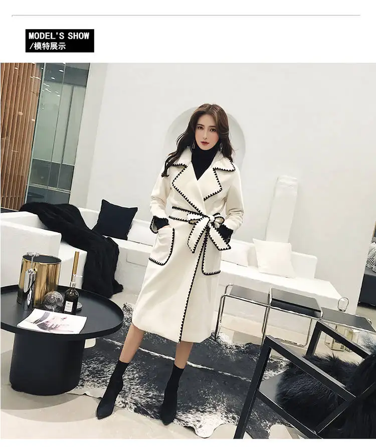 Зимнее корейское Женское пальто модное винтажное шерстяное Свободное пальто с отложным воротником Женское пальто abrigos